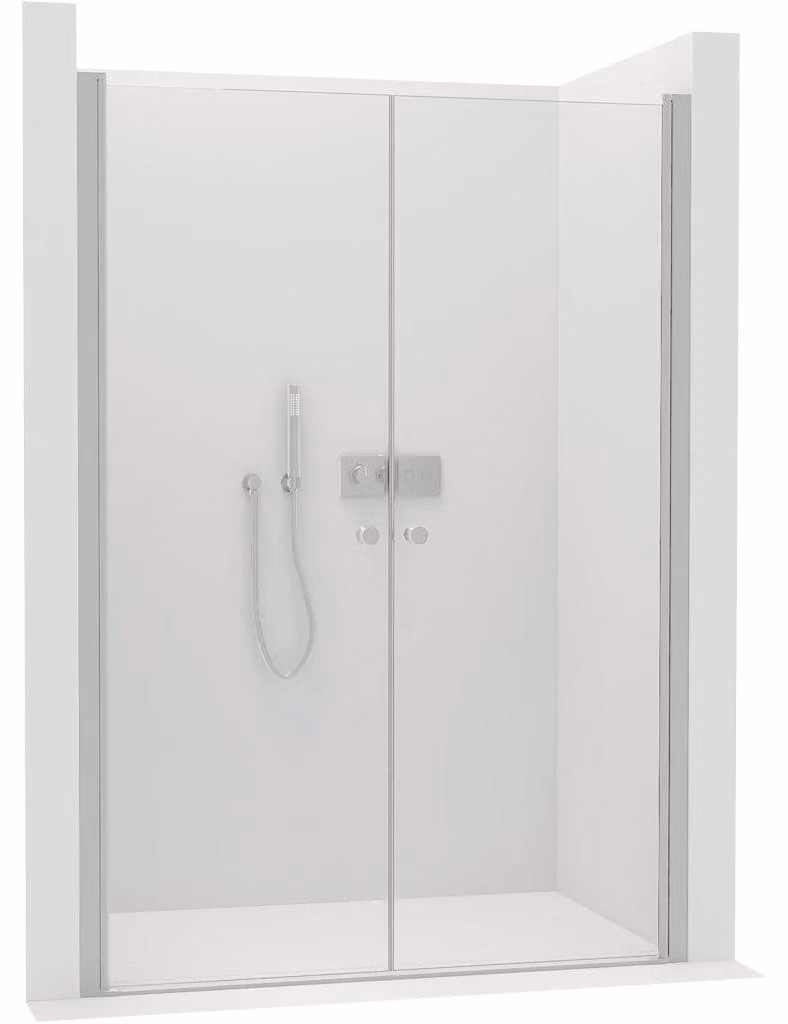 CERANO - Porta per doccia a due ante Antelo L/P - 6 mm - cromata, vetro trasparente - 116x190 cm