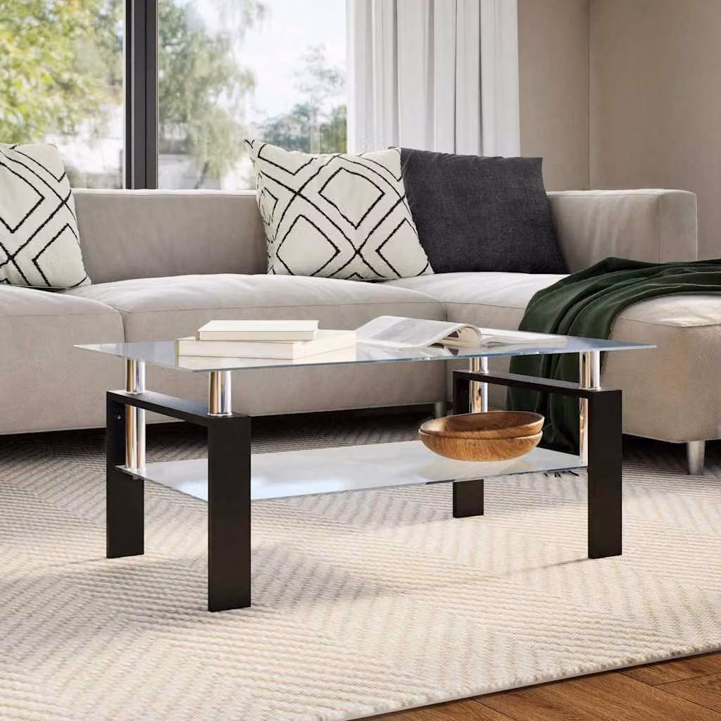 Maison Exclusive - Tavolino grigio trasparente 95x55x40 cm in vetro temperato