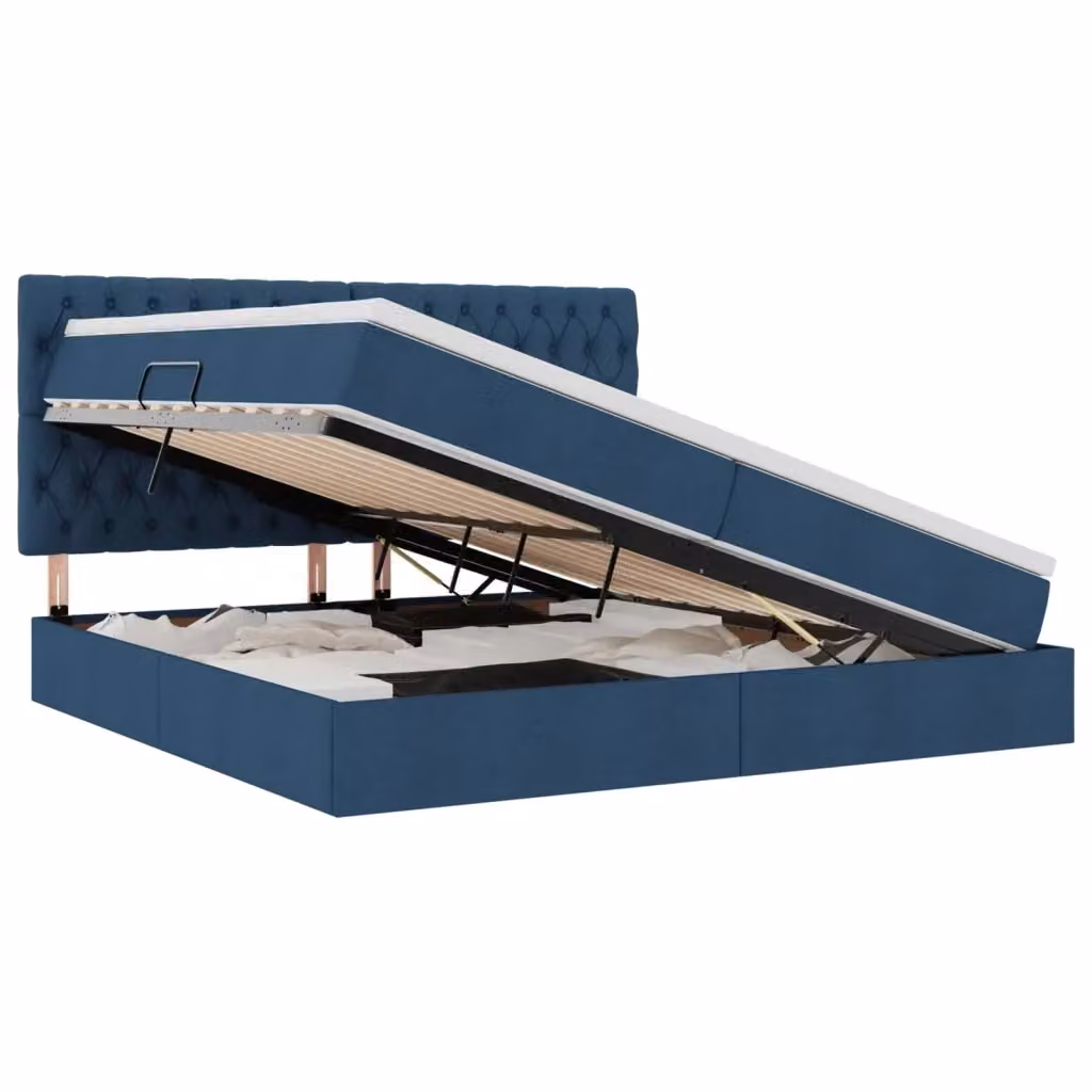 Letto con contenitore e illuminazione LED vidaXL, colore blu, con porta di ricarica USB, L/P/H: 200 x 200 x 128 cm – 2