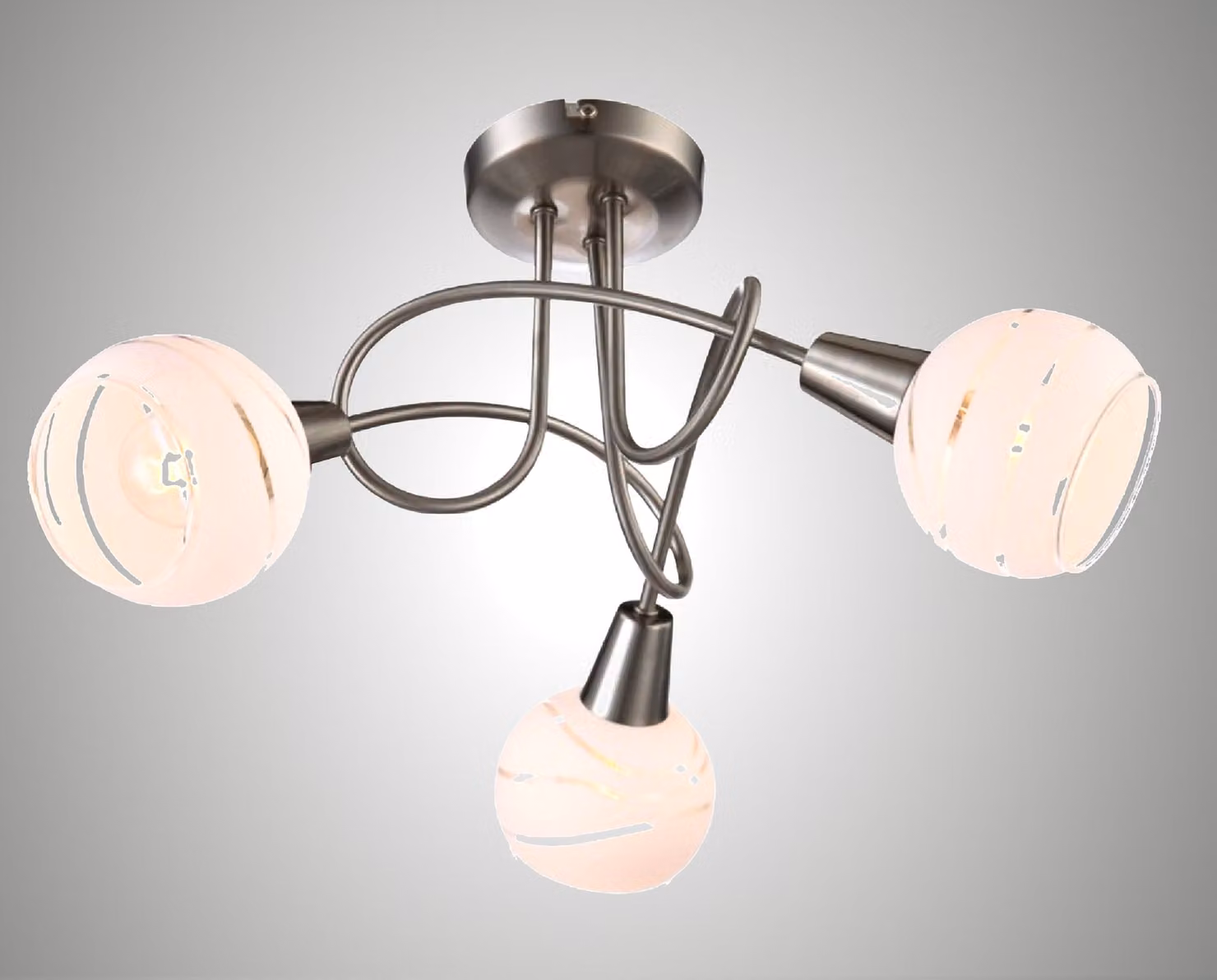 plafoniera a 3 luci 1001-32D LED *OLIVIA* incl. 3 lampadine LED dimmerabili a 3 livelli 3000K bianco caldo I Plafoniera in look acciaio inox con vetri di design