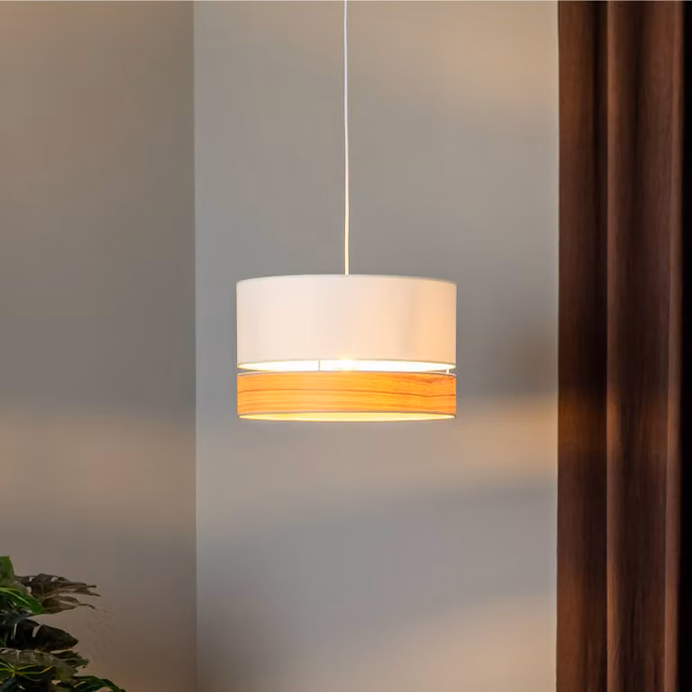 Lampada a sospensione Levo Duolla, dimmerabile, Bianco / Opale, Soggiorno / Sala da pranzo, Tessuto / Stoffa / Seta, Lampada a sospensione