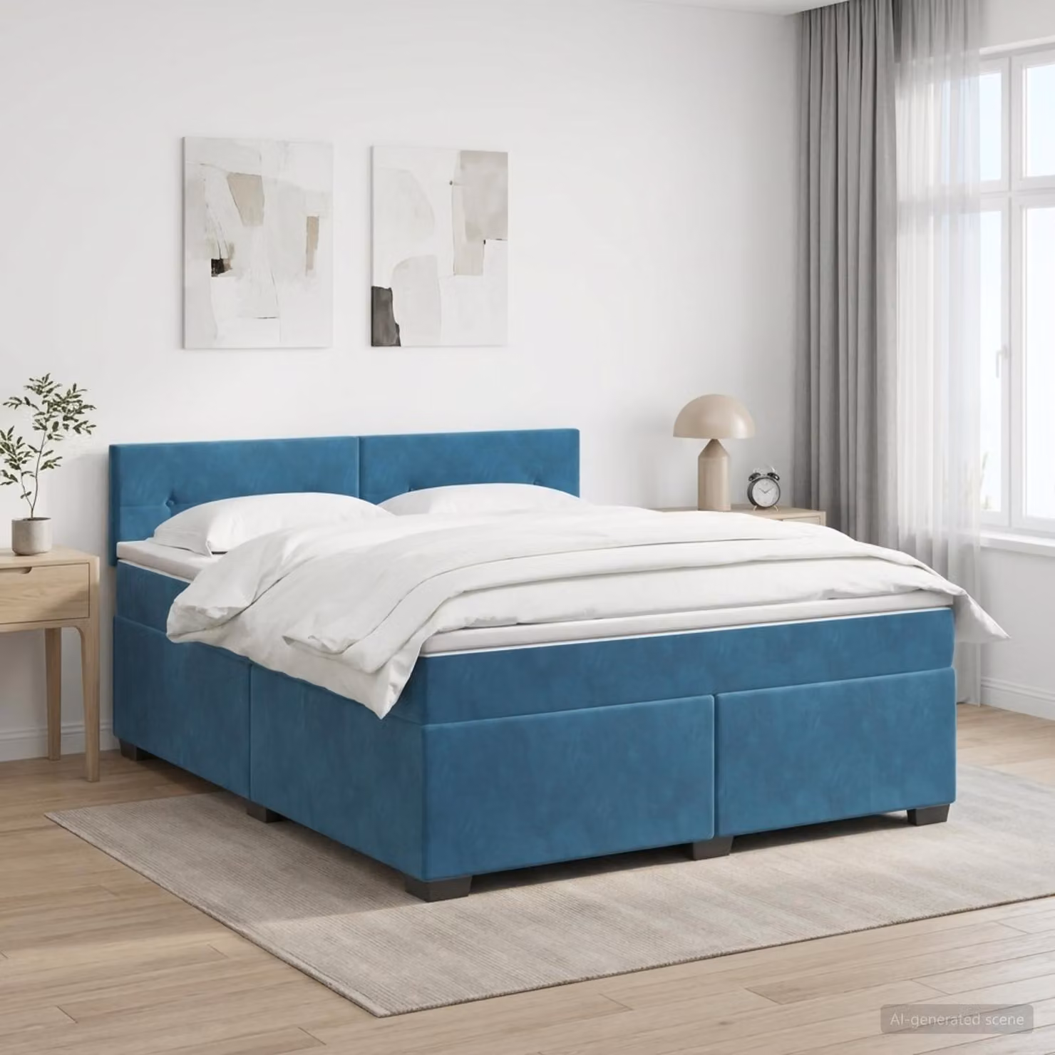 Maison Exclusive - Letto boxspring con materasso blu scuro 180 x 200 cm in velluto
