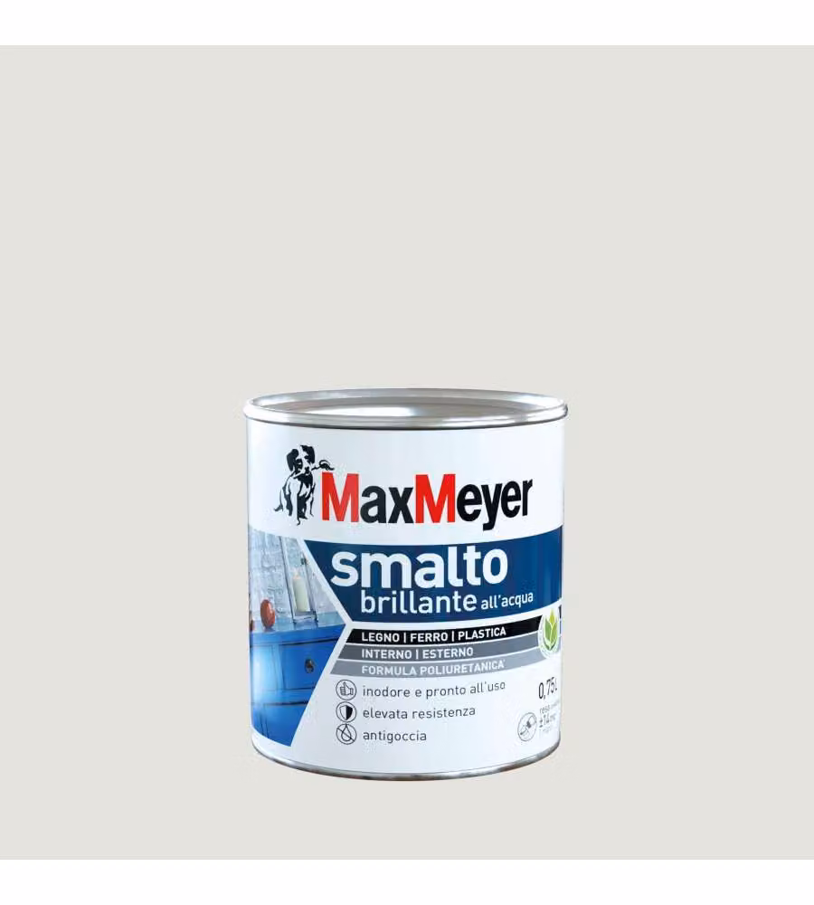 MaxMeyer Smalto Poliuretanico Brillante all'Acqua - Bianco Ghiaccio - 0,75 l