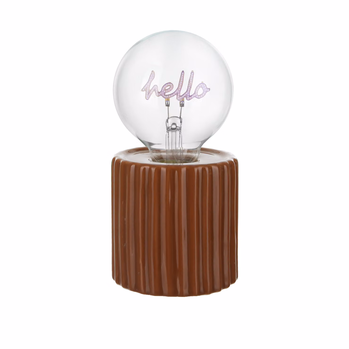 Lampadina decorativa natalizia Hello Led ricaricabile USB in ceramica e vetro trasparente con luce bianca calda – 2