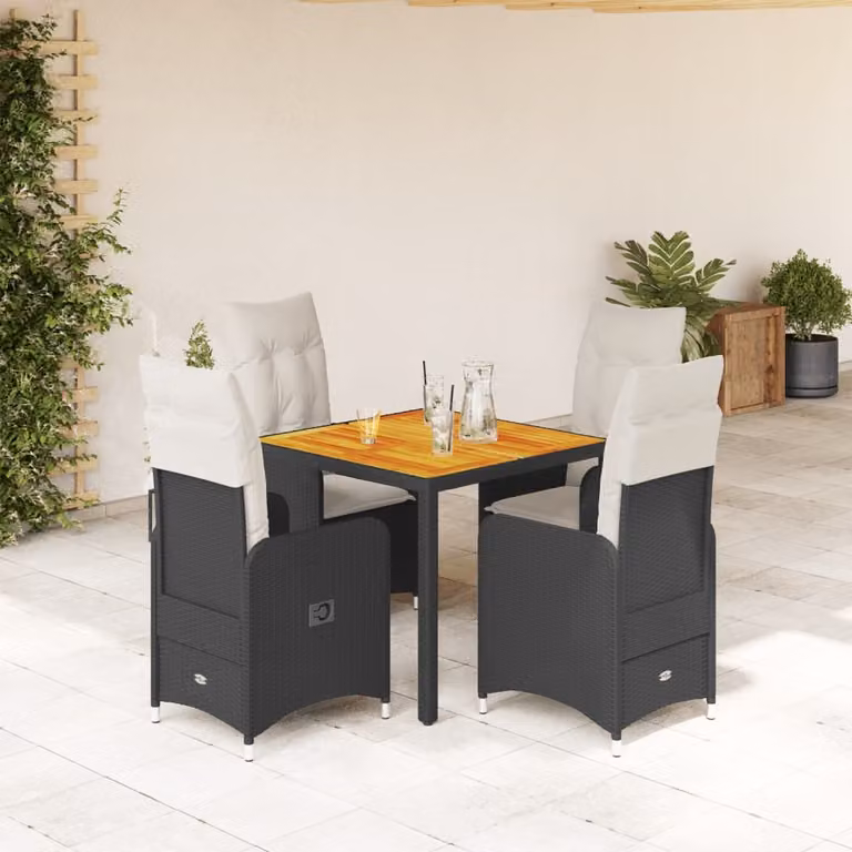 Maison Exclusive - Set da giardino bistrot 5 pezzi con cuscini in polyrattan nero