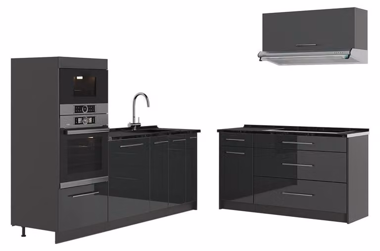 Cucina Vicco Fame-Line Antracite lucido/Antracite 340 cm, PL Antracite, Model 63853