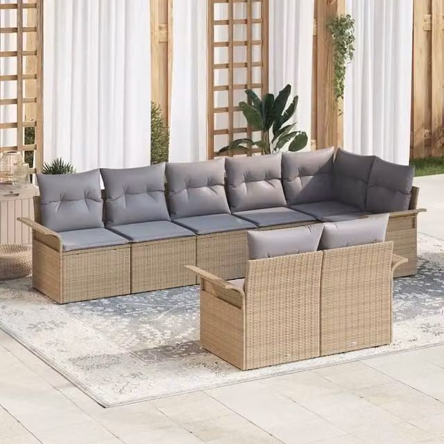 Set Divano da Giardino 8 pz Beige polyrattan 3345410