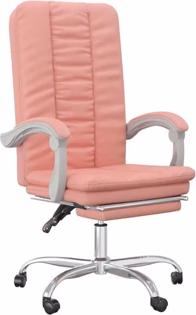 Sedia da ufficio reclinabile DESIGN IN in similpelle rosa con poggiatesta e ruote, stile minimalista per home office