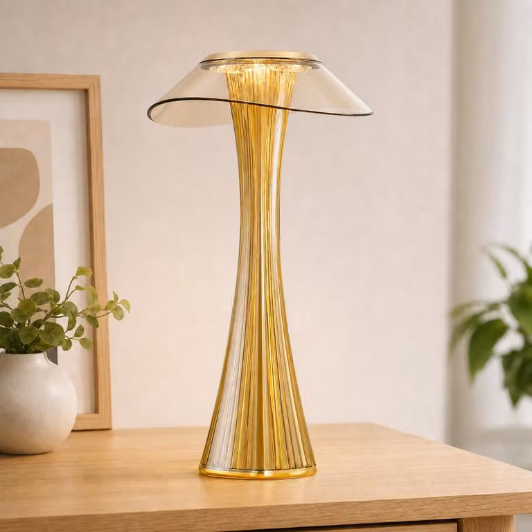 ZMH LED Lampada da tavolo Touch Dimmerabile 3000-6500K Oro Lampada da comodino con batteria ricaricabile Illuminazione interna ed esterna Lampada da tavolo diurna Luce di lettura ricaricabile con USB per camera da letto Soggiorno Ristorante Hotel