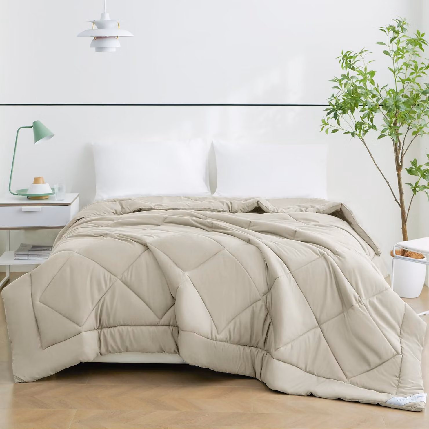 Letto da campeggio, dimensioni 240 x 260 cm, 150 g/m², in microfibra, color beige, per campeggio