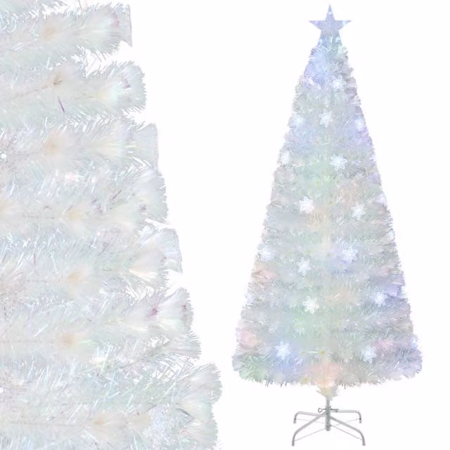 Albero di Natale in fibra ottica con luci LED multicolore e stella decorativa, design moderno, Altezza: 180 cm – 1