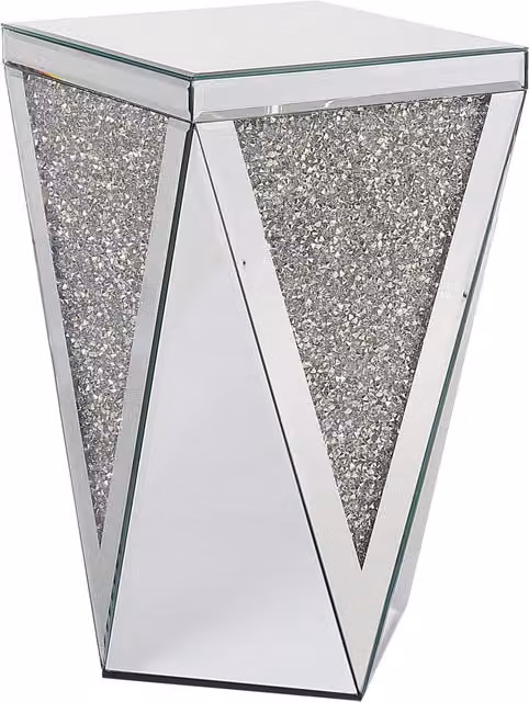 Tavolino Beliani Argento in Vetro e MDF Design Glamour per Soggiorno o Camera da Letto L/P/H: 30 x 30 x 51 cm