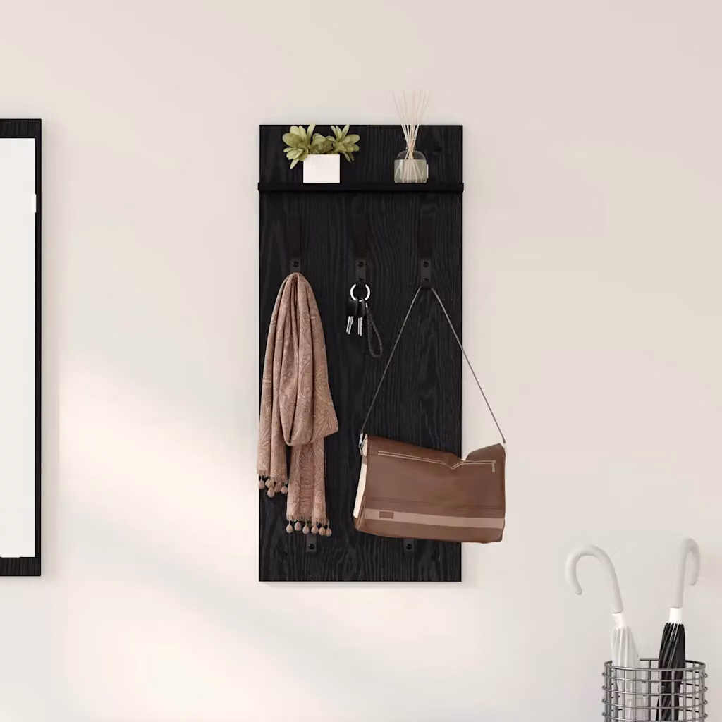 vidaXL Appendiabiti a muro moderno in legno nero L 40 cm, P 10 cm, H 90 cm