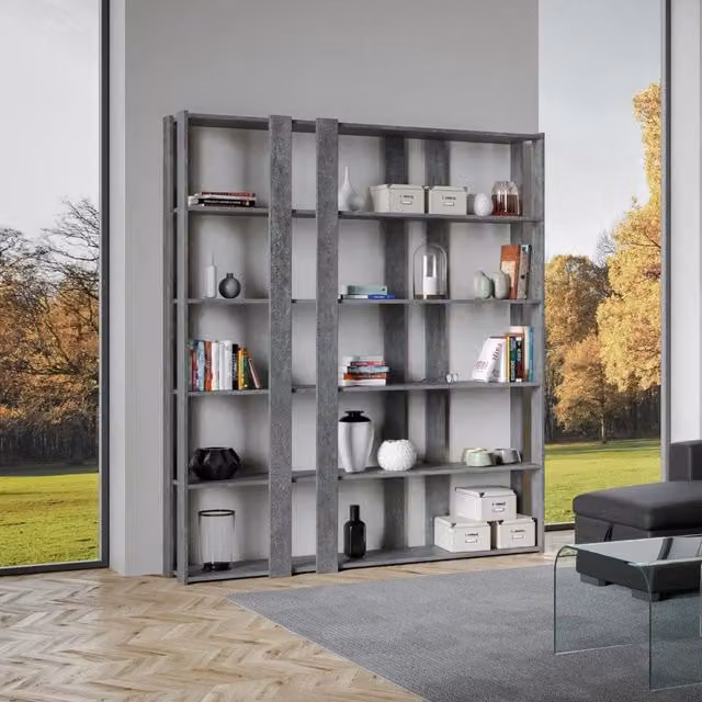 Libreria Moderna 5 Ripiani 178x36x204 cm in nobilitato Grigio