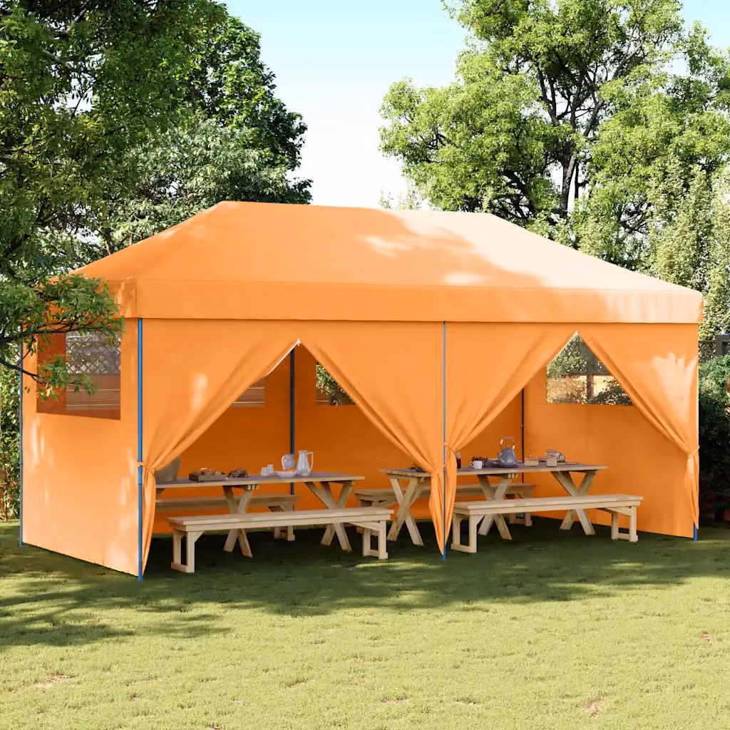 vidaXL Tendone per Feste Pieghevole Pop-Up con 4 Pareti Arancione e Blu L/P/H: 580 x 315 x 292 cm