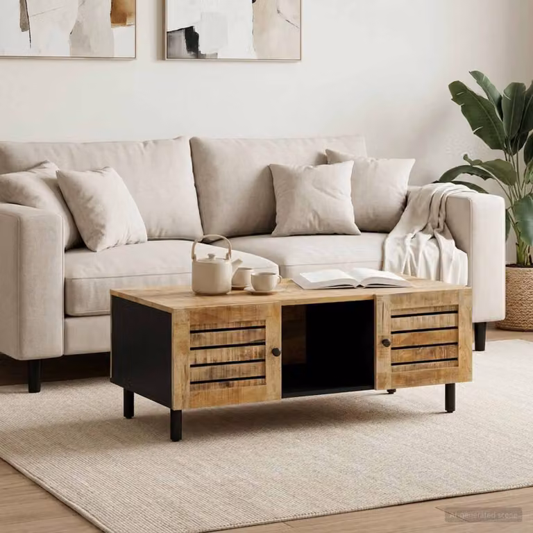 vidaXL Tavolino da salotto moderno in legno di mango marrone L: 100 cm, P: 54 cm, H: 40 cm