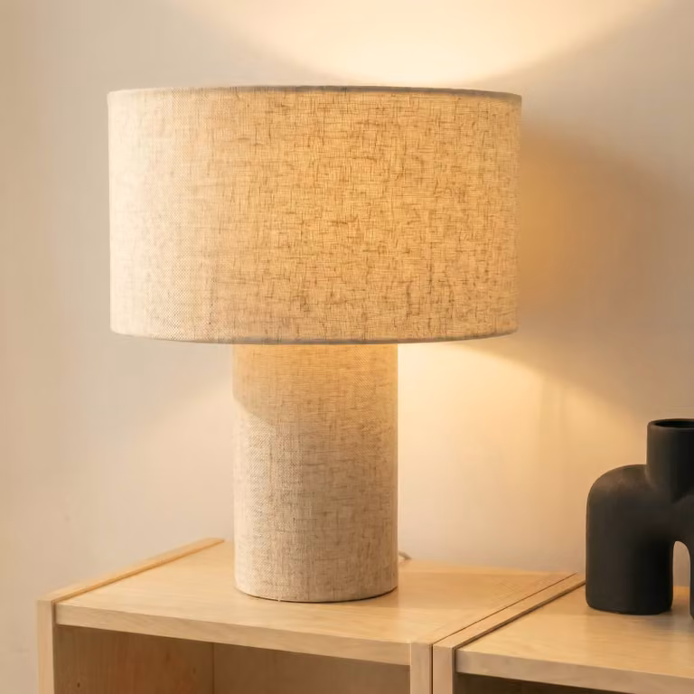 Lampada da tavolo Elfie Lindby, Crema / Ambra, Soggiorno / Sala da pranzo, Tessuto / Stoffa / Seta, Scandinavo, Lampada da tavolo