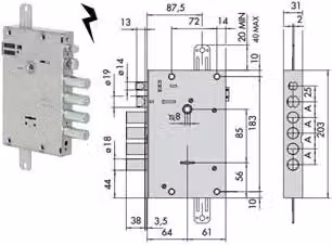 Elettroserratura Triplice Cisa con Doppia Mappa per Porte Blindate, Colore Argento, Acciaio Inox
