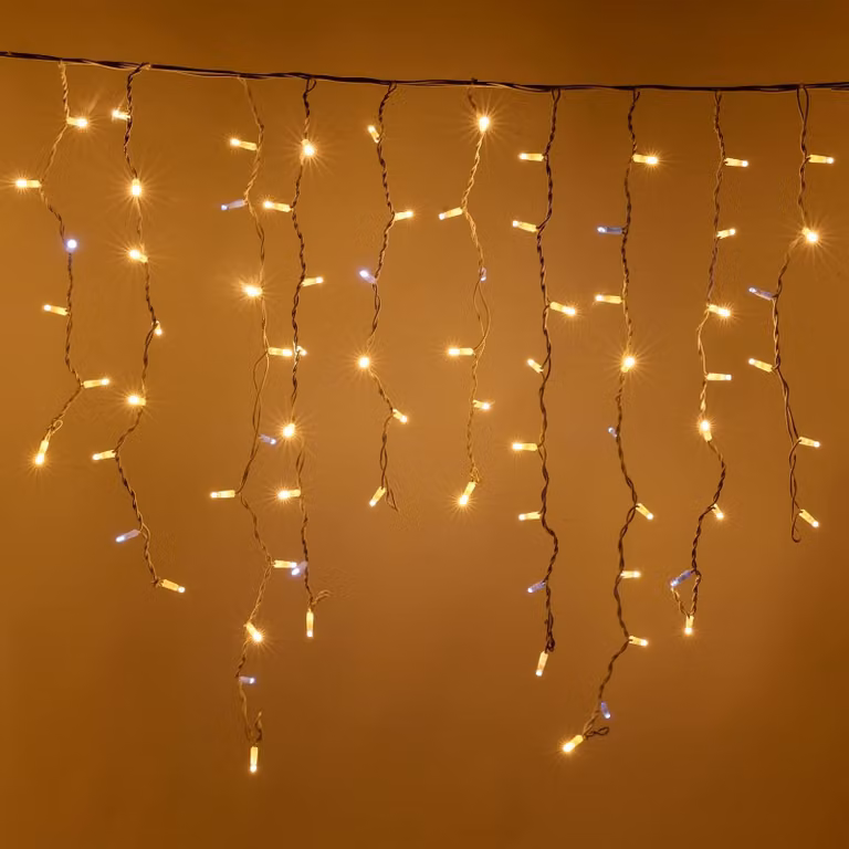 Catena luminosa a forma di fiocchi di neve, 5 metri, luce bianco caldo, 60 LED, per interni ed esterni