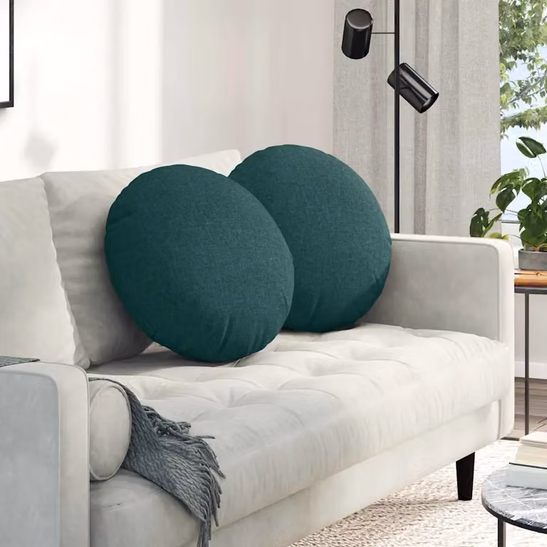Set di 2 cuscini per seduta rotondi vidaXL in tessuto verde con rivestimento lavabile, Ø 50 cm x H 19 cm