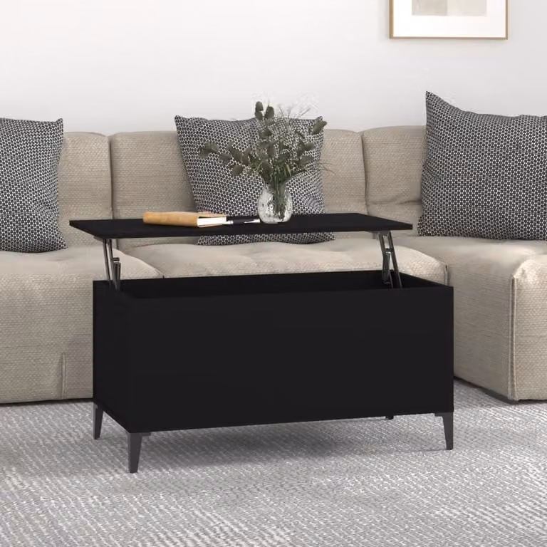 Tavolino The Living Store nero 90x44,5x45 cm in materiale ligneo