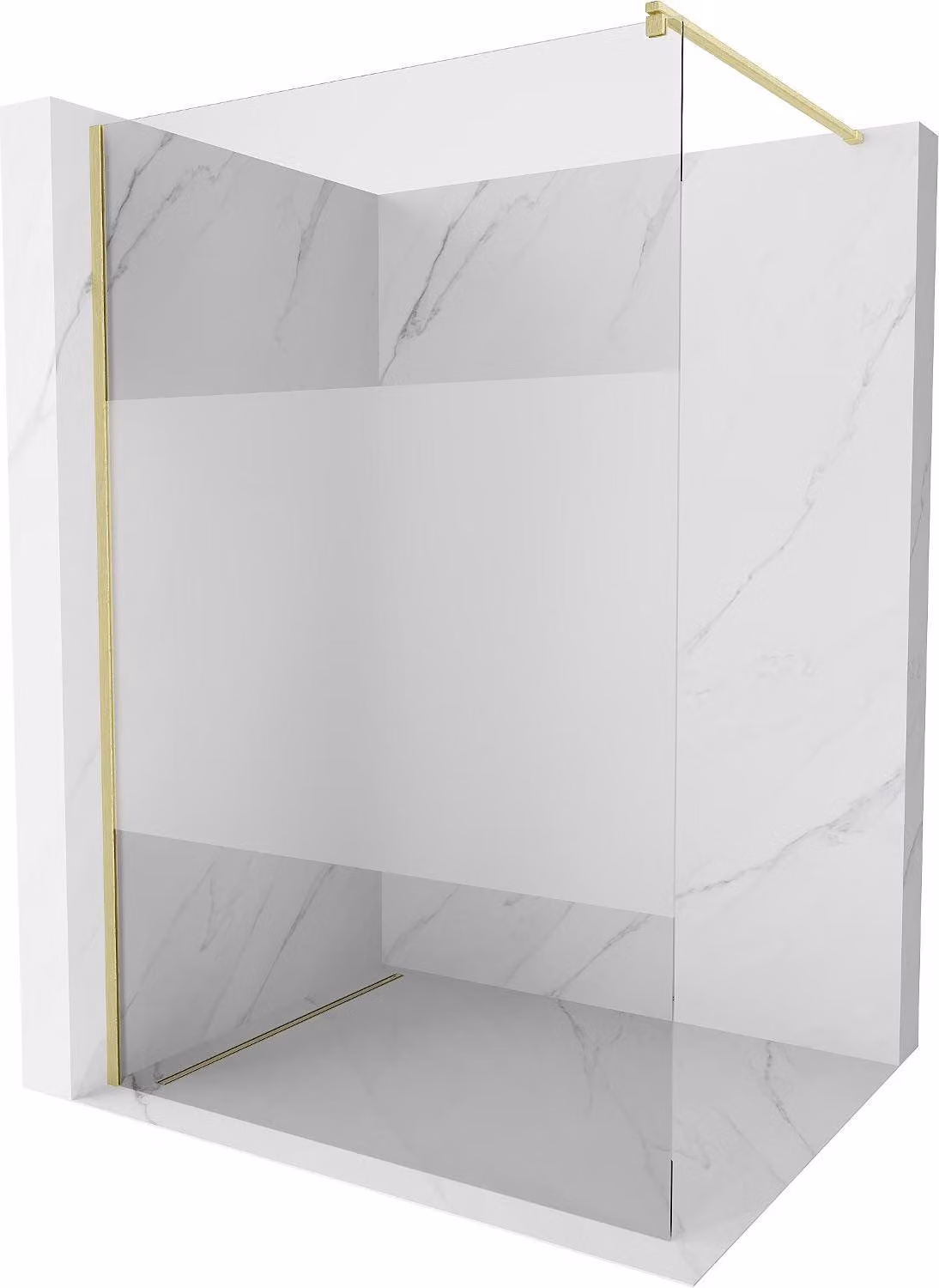 Mexen Kioto parete doccia Walk-in 80 x 200 cm, trasparente/brina 8 mm, oro spazzolato - 800-080-101-55-35