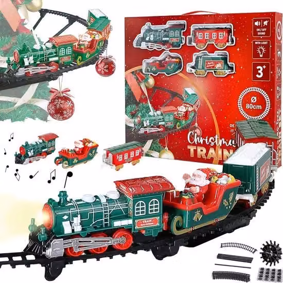 Treno elettrico di Natale - Treno di Natale elettrico - Treno intorno all'albero di Natale - Decorazione di Natale a vapore - Treno giocattolo di Natale - Treno di Natale con luce e suono - Decorazione di Natale - Accessori del villaggio di Natale
