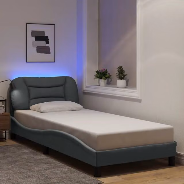 Giroletto con LED senza Materasso-Struttura Letto Hvar Grigio Chiaro 90x200 cm