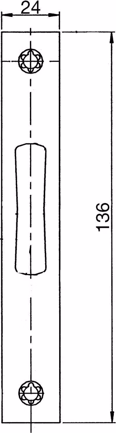 Frontale piatto WILKA per serratura con telaio tubolare, 136 x 24 x 3 mm, acciaio inox