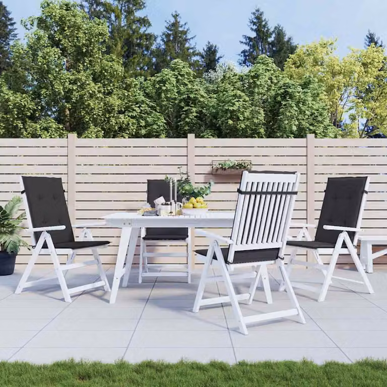 vidaXL Set di 4 Cuscini per Sedie Moderni in Tessuto Poliestere, Neri, L 120 cm x P 50 cm x H 3 cm