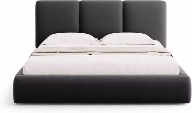 Letto con cassettone e testiera Nicolas di Cosmopolitan Design in velluto grigio scuro L: 180 cm x P: 200 cm – 1