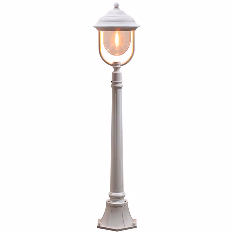 Lampada da sentiero Konstsmide Parma in alluminio laccato bianco con vetro acrilico trasparente