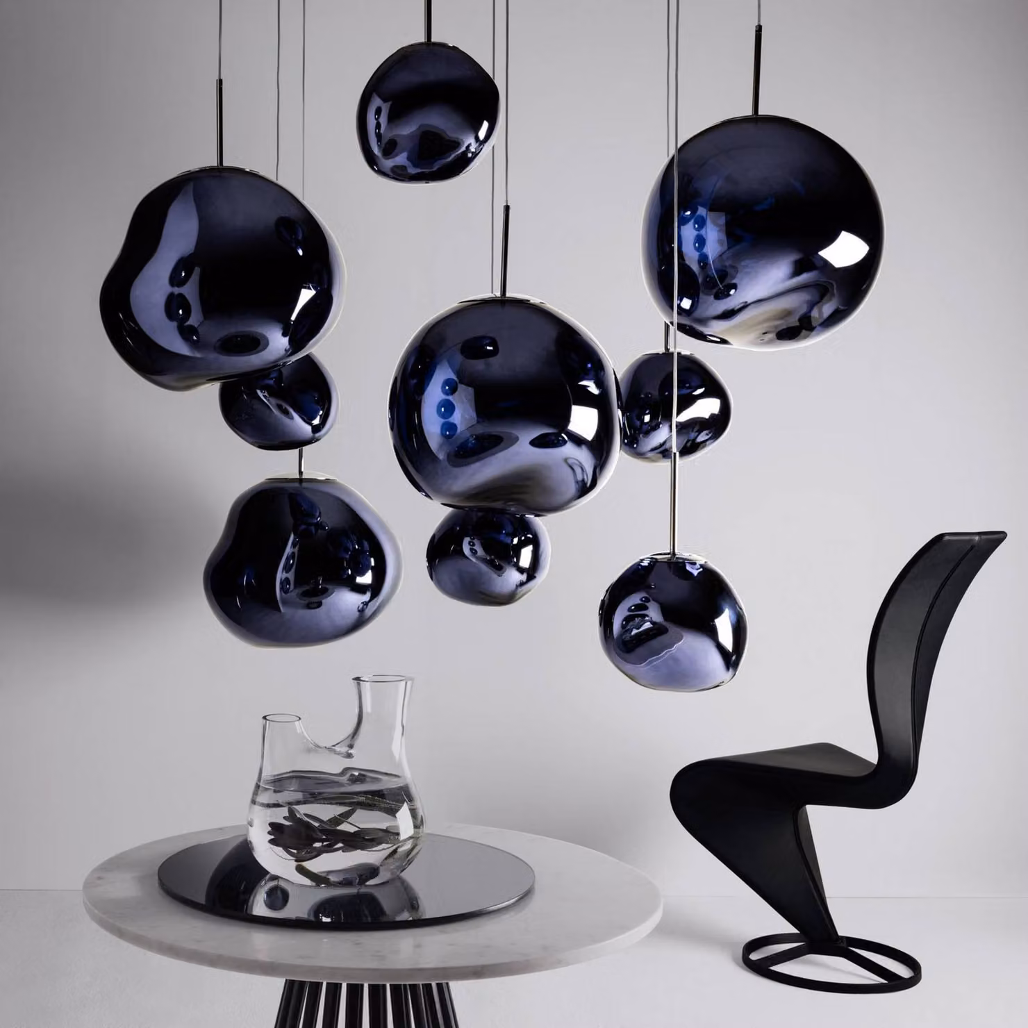 Tom Dixon Lampada a sospensione Melt Mini, dimmerabile, Alluminio / Grigio / Zincato, Soggiorno / Sala da pranzo, Plastica, Design, Lampada a sospensione