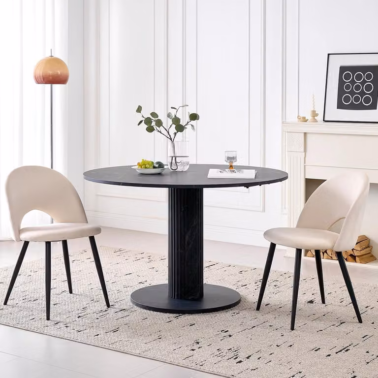 Set di due sedie da pranzo in velluto "Dutch Velvet", con schienale aperto, gambe in metallo, seduta imbottita, colore beige
