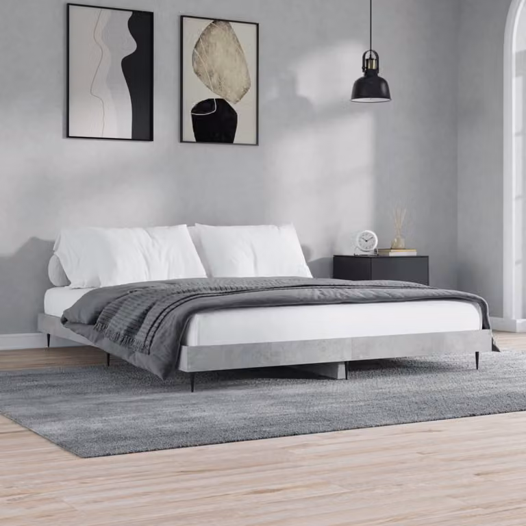 vidaXL Giroletto Grigio Cemento in Legno Multistrato e Metallo 200x200 cm
