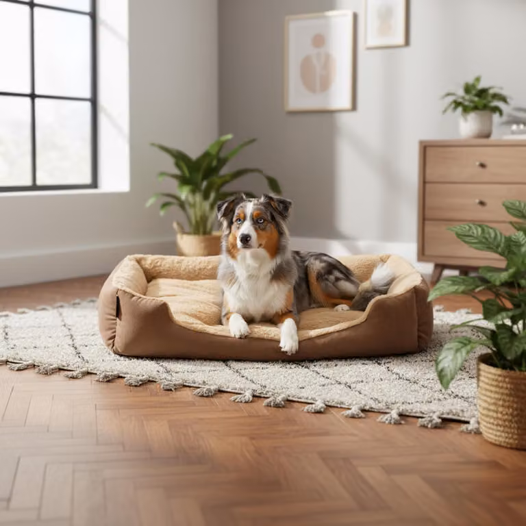 belviona, cuccia per cani con accogliente cuscino reversibile, facile da pulire e antiscivolo, luogo accogliente per dormire, 90x70 cm, marrone/beige