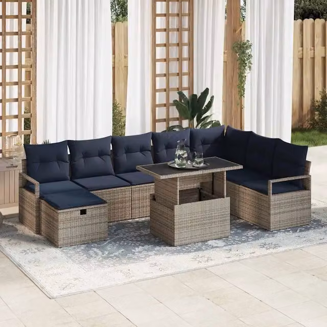 Set Divano da Giardino 9 pz polyrattan 3359822