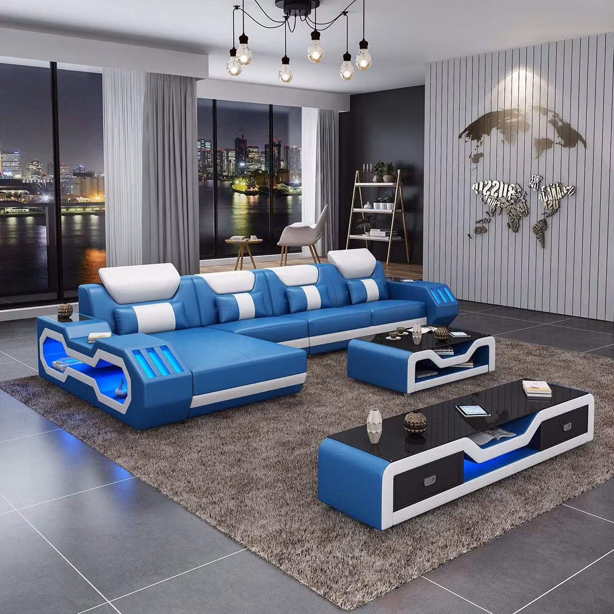 Designer Wohnlandschaft Polster L-Form Ecksofa Eck Garnitur Sofa Couch Ecke led