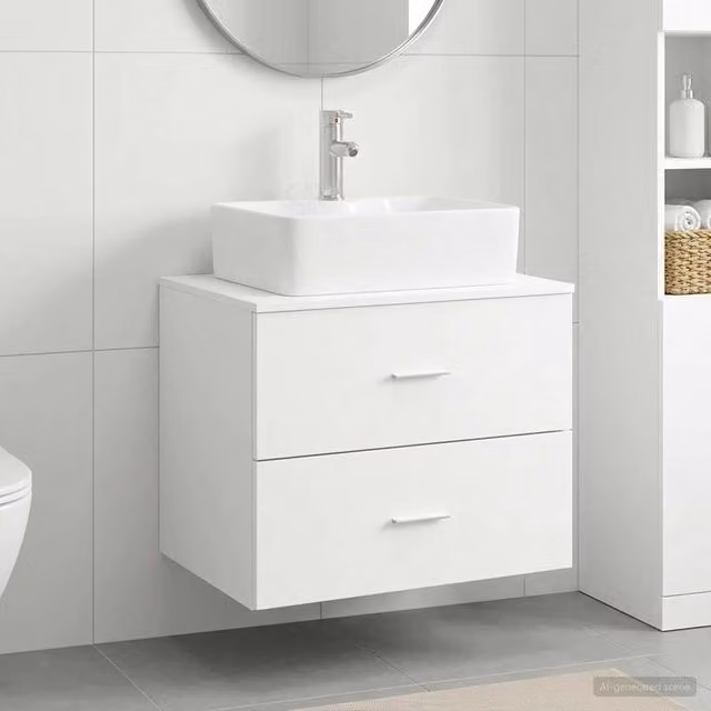Mobile lavabo moderno vidaXL bianco in MDF sospeso con cassetti e ante