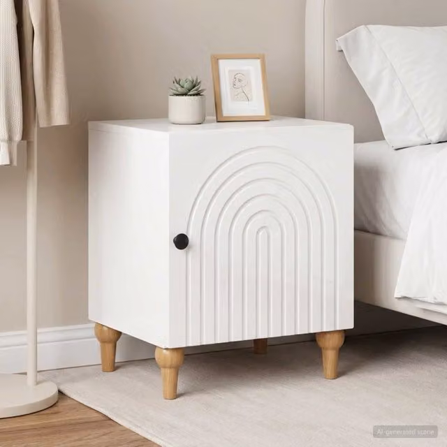 Set di 2 Armadi da Notte vidaXL Bianco Lucido L: 43 cm, P: 34,5 cm, H: 50 cm