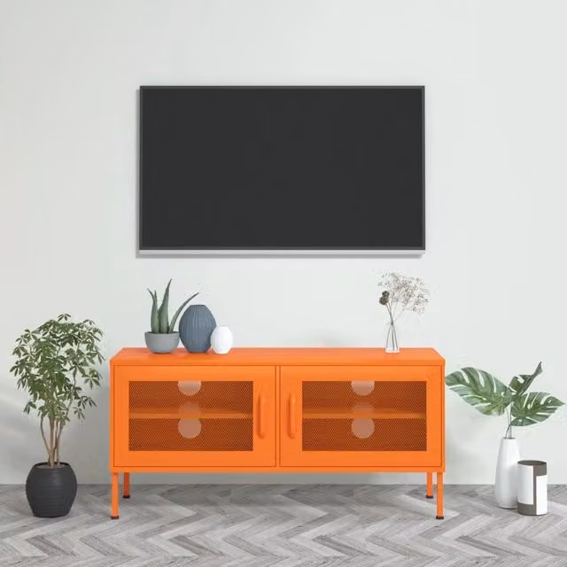 Mobile TV-Credenza moderno in metallo arancione L: 105 cm, P: 35 cm, H: 50 cm