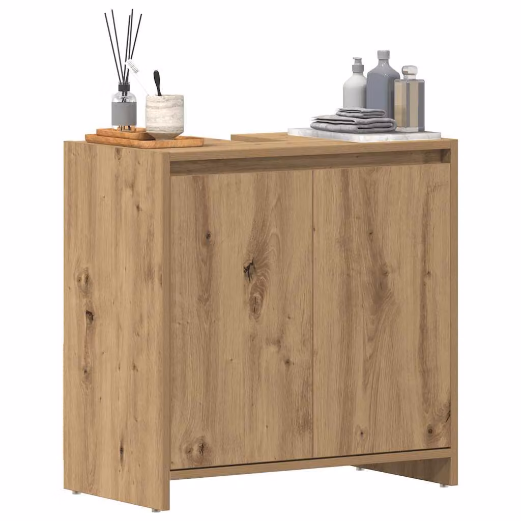 Mobile Lavabo da Bagno Moderno vidaXL in Legno Rovere Marrone con Ante a Battente L: 60 cm, P: 33 cm, H: 60 cm