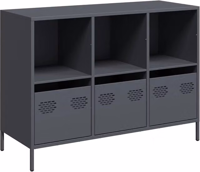 Credenza | Madia | Buffet da pranzo | Armadio da pranzo Antracite 101,5x39x73,5cm in Acciaio Laminato a Freddo