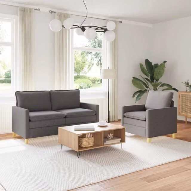Set di divani 2 pz Grigio Scuro Tessuto 3417060