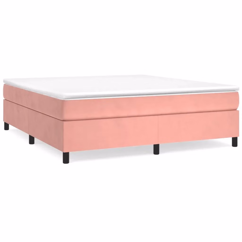 Letto con Giroletto a Molle e Materasso Ibrido vidaXL in Velluto Rosa e Bianco L/P: 180 x 200 cm, H: 203 cm – 2