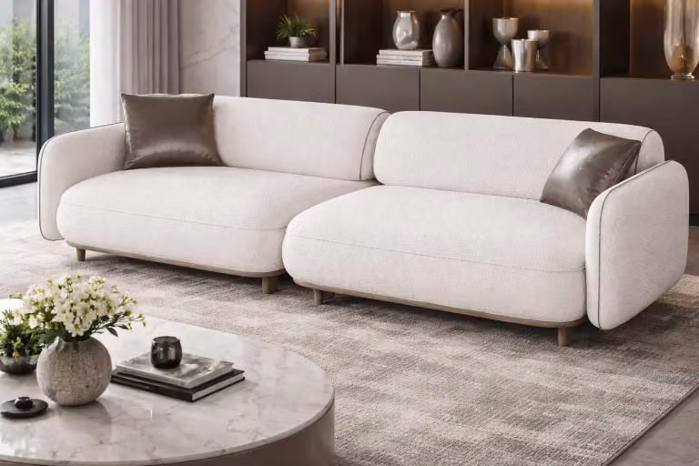 Weißer 3-Sitzer Stilvolles Loungesofa Wohnzimmer Polstercouchen