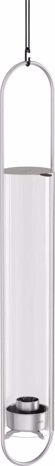 höfats portacandela OVAL CANDLE 35 argento acciaio inox/vetro Ø 11 cm lanterna giardino torcia