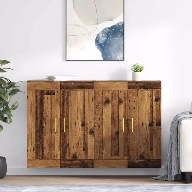 Set di 2 mobili a muro vidaXL in legno marrone opaco L: 69,5 cm, P: 34 cm, H: 90 cm – 1