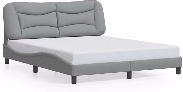 Letto matrimoniale | Letto per adulti | Giroletto senza Materasso Hvar Grigio Chiaro 160x200 cm Tessuto