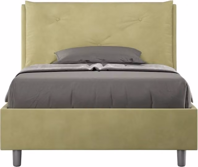 BS COM Letto una piazza e mezza con rete imbottito 120x190 microfibra tè verde